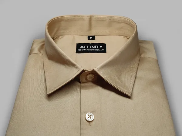 Premium_&_Soft_Beige_Cotton_Satin_Semi_Formal_Shirt_For_Men