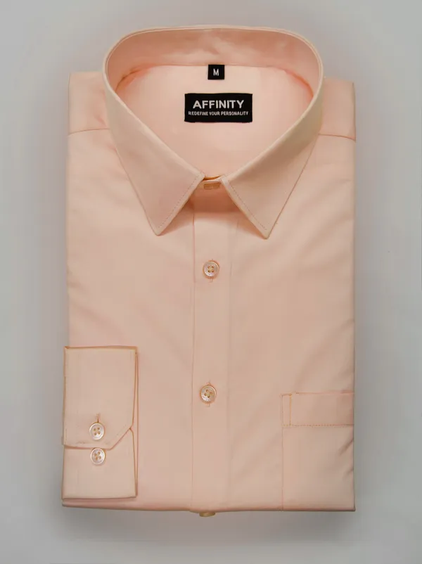 Premium_&_Soft_Peach_Cotton_satin_Semi_Formal_Shirt_For_Men