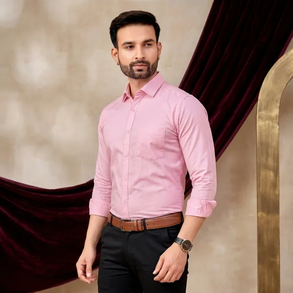 Premium_&_Soft_Pink_Cotton_Solid_Semi_Formal_Shirt_For_Men