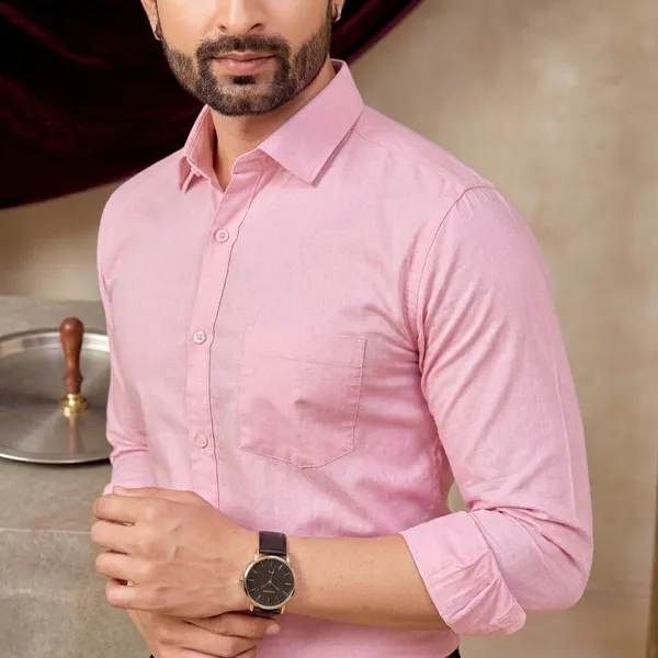 Premium_&_Soft_Pink_Cotton_Solid_Semi_Formal_Shirt_For_Men