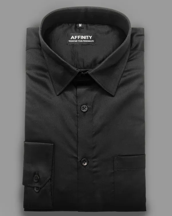 Premium_&_Soft_Black_Cotton_Semi_Formal_Shirt_For_Men