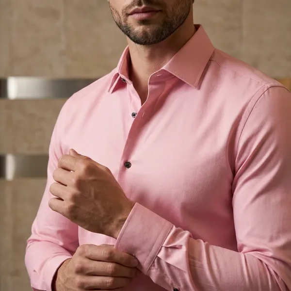 Premium_&_Soft_Pink_Cotton_Lycra_Solid_Semi_Formal_Shirt_For_Men