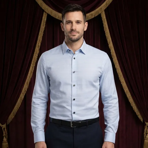 Premium_&_Soft_Blue_Cotton_Lycra_Solid_Semi_Formal_Shirt_For_Men