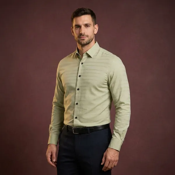 Premium_&_Soft_Light_Green_Cotton_lycra__Semi_Formal_Shirt_For_Men
