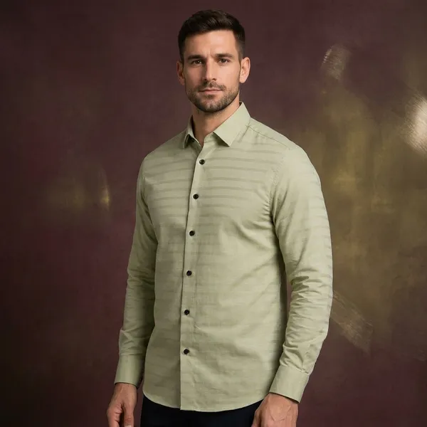 Premium_&_Soft_Light_Green_Cotton_lycra__Semi_Formal_Shirt_For_Men
