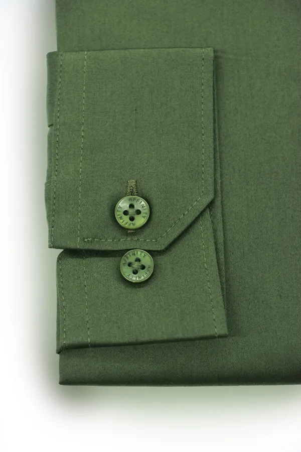 Premium_&_Soft_Olive_Green_Cotton_Semi_Formal_Shirt_For_Men