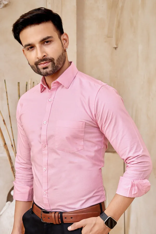 Premium_&_Soft_Pink_Cotton_Solid_Semi_Formal_Shirt_For_Men