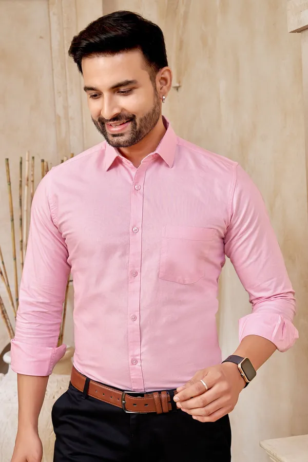 Premium_&_Soft_Pink_Cotton_Solid_Semi_Formal_Shirt_For_Men