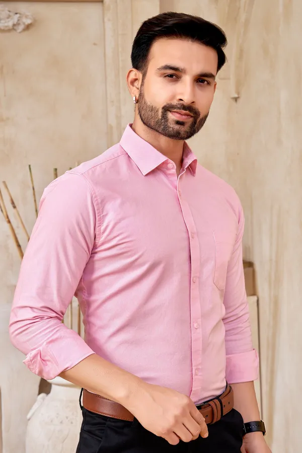 Premium_&_Soft_Pink_Cotton_Solid_Semi_Formal_Shirt_For_Men