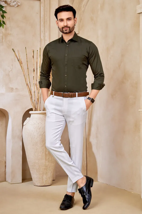 Premium_&_Soft_Dark_Green_Cotton_Satin_Solid_Semi_Formal_Shirt_For_Men