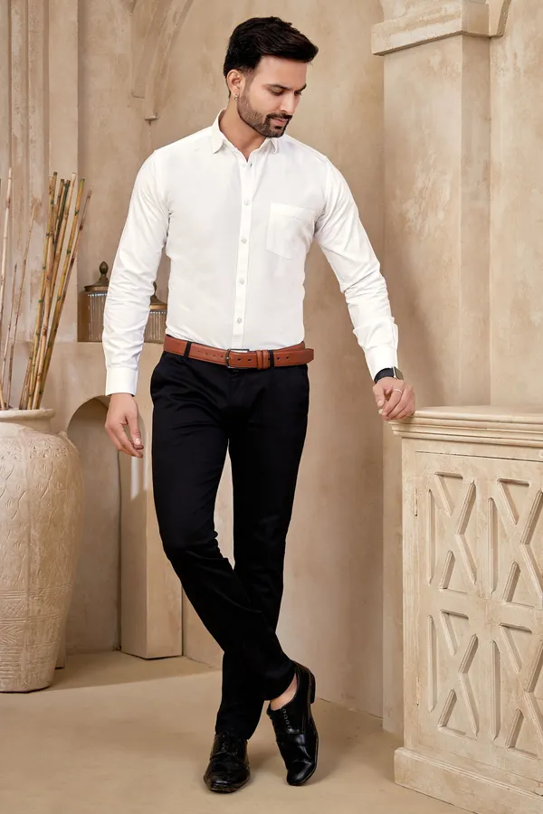 Premium_&_Soft_White_Cotton_Solid_Semi_Formal_Shirt_For_Men