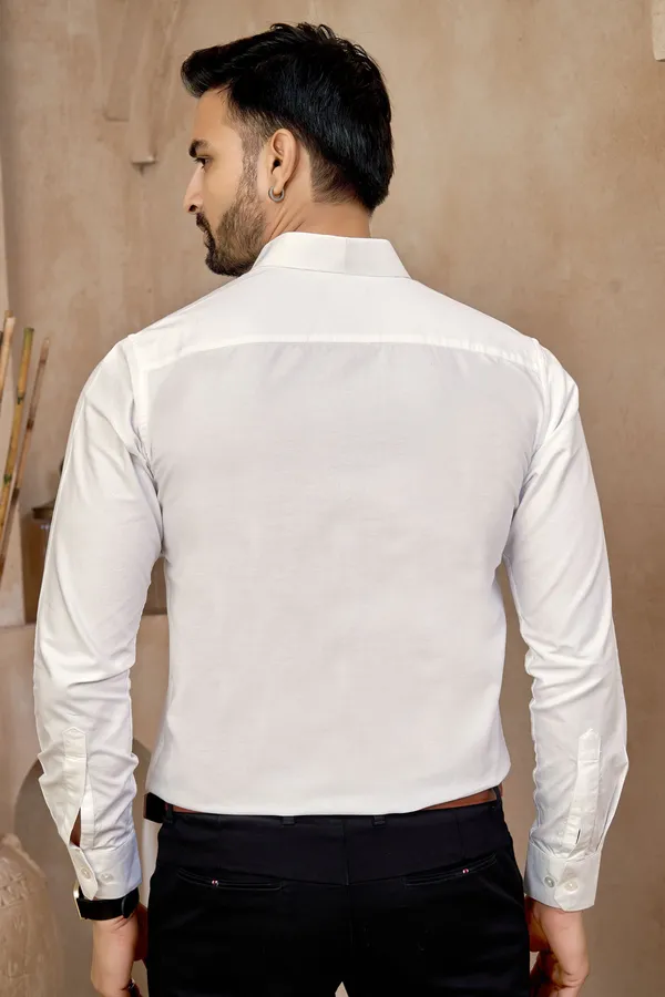 Premium_&_Soft_White_Cotton_Solid_Semi_Formal_Shirt_For_Men