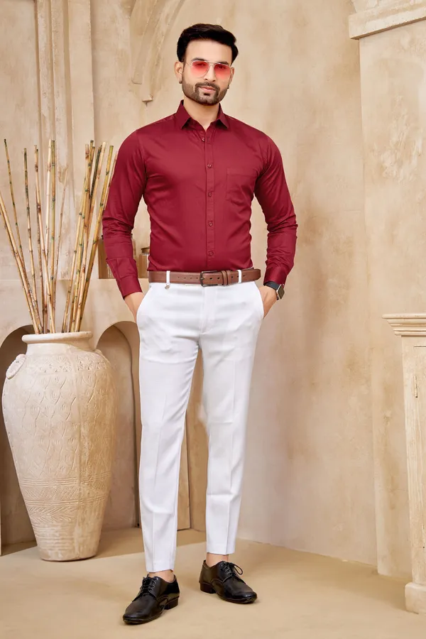 Premium_&_Soft_Red_Cotton_Satin_Solid_Semi_Formal_Shirt_For_Men