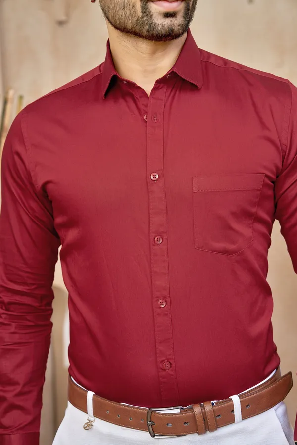 Premium_&_Soft_Red_Cotton_Satin_Solid_Semi_Formal_Shirt_For_Men