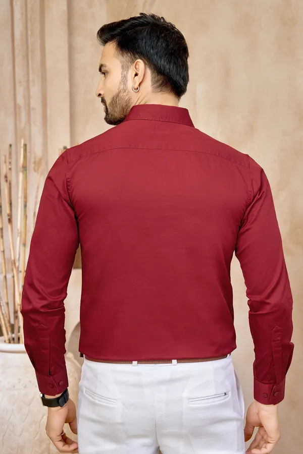 Premium_&_Soft_Red_Cotton_Satin_Solid_Semi_Formal_Shirt_For_Men