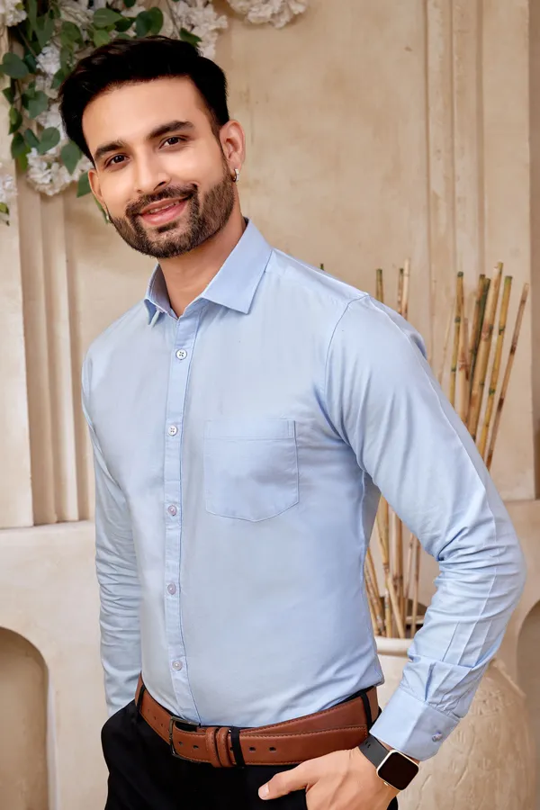 Premium_&_Soft_Light_Blue_Cotton_Solid_Semi_Formal_Shirt_For_Men