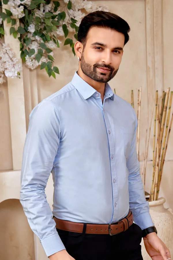 Premium_&_Soft_Light_Blue_Cotton_Solid_Semi_Formal_Shirt_For_Men