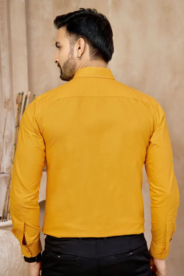 Premium_&_Soft_Yellow_Cotton_Solid_Semi_Formal_Shirt_For_Men