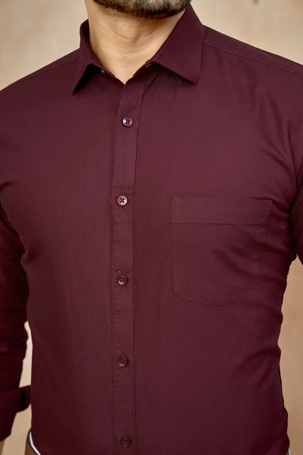 Premium_&_Soft_Maroon_Cotton_Solid_Semi_Formal_Shirt_For_Men