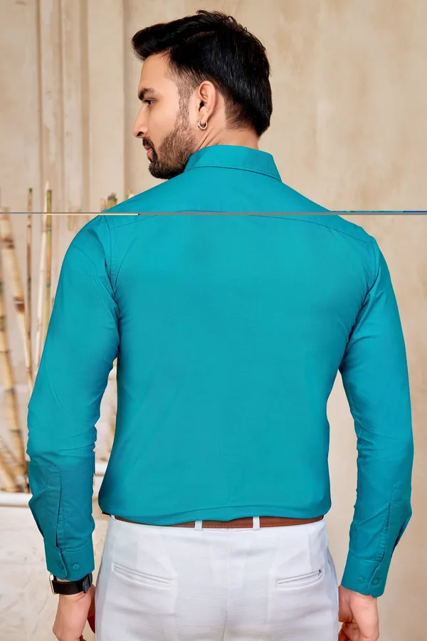 Premium_&_Soft_Blue_Cotton_Satin_Solid_Semi_Formal_Shirt_For_Men