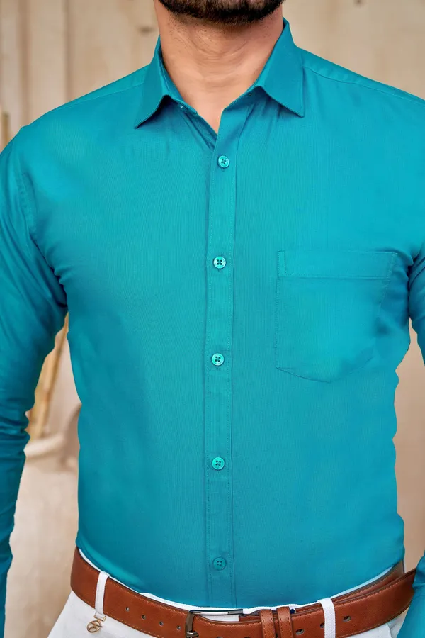 Premium_&_Soft_Blue_Cotton_Satin_Solid_Semi_Formal_Shirt_For_Men