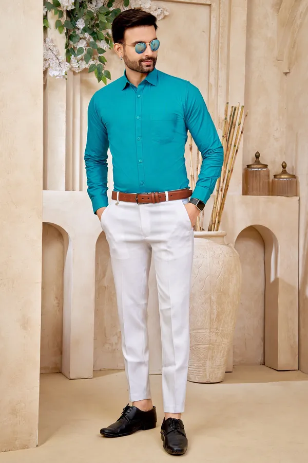 Premium_&_Soft_Blue_Cotton_Satin_Solid_Semi_Formal_Shirt_For_Men