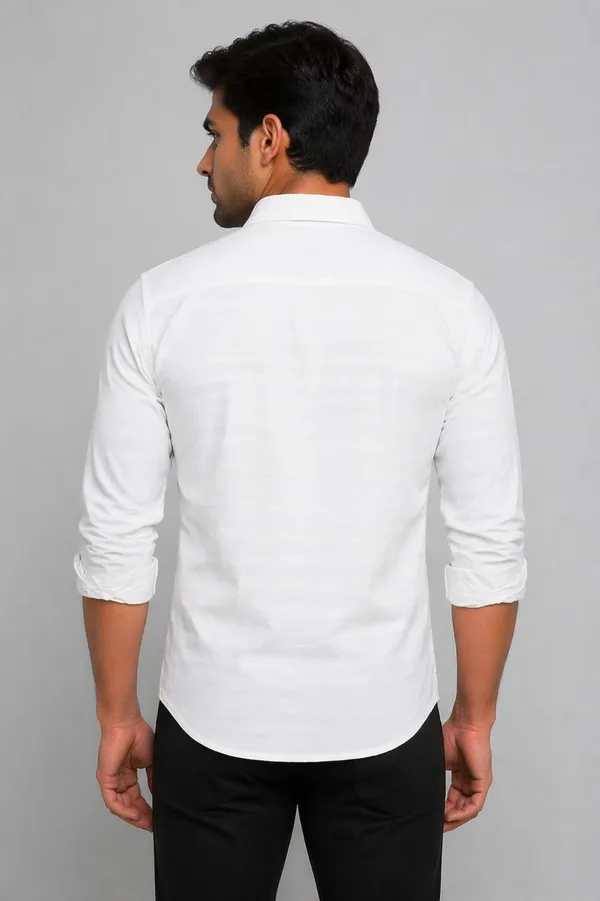 White_Cotton_Lycra_Solid_Semi_Formal_Shirt_For_Men