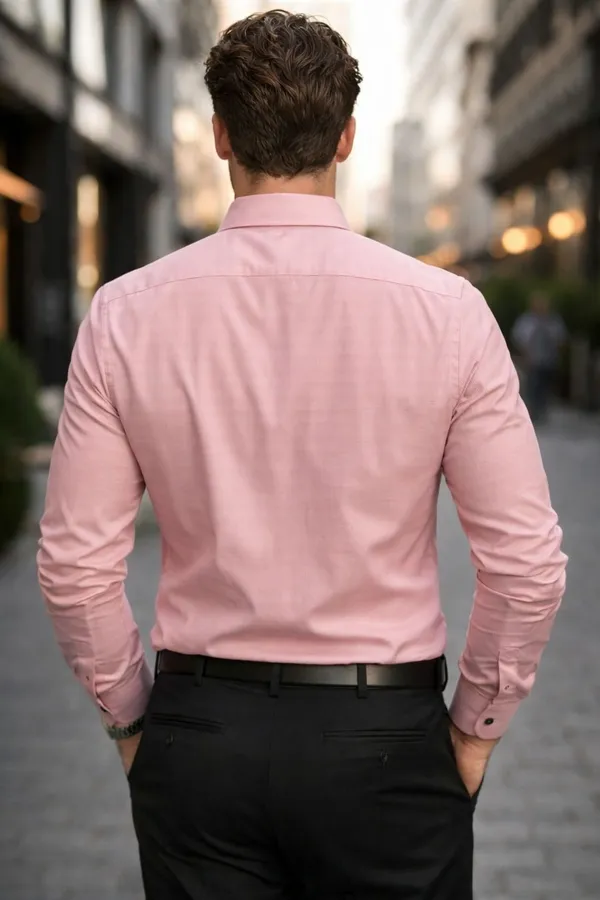 Premium_&_Soft_Pink_Cotton_Lycra_Solid_Semi_Formal_Shirt_For_Men