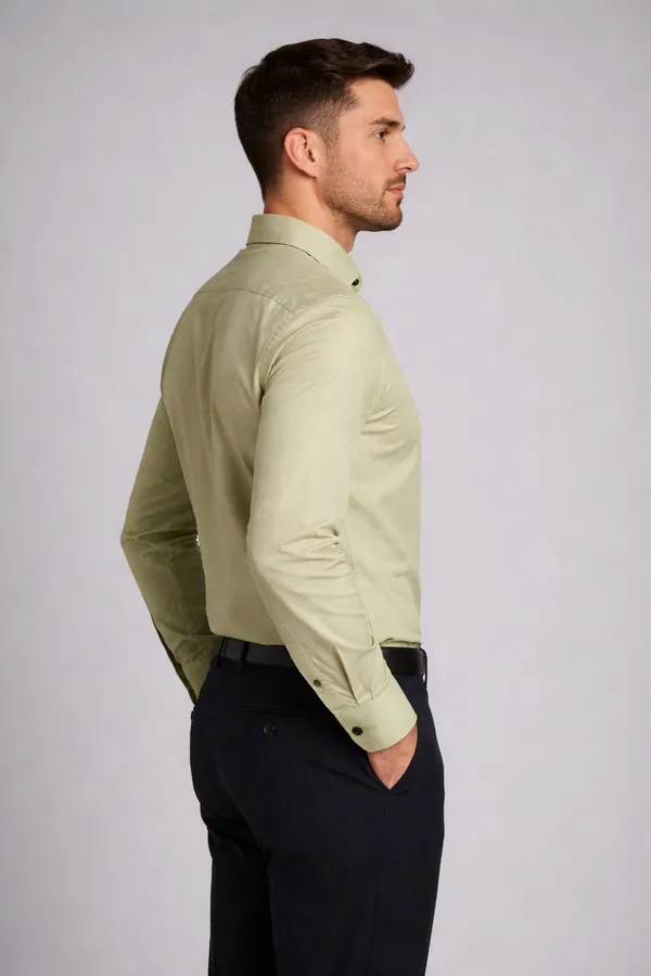 Premium_&_Soft_Light_Green_Cotton_lycra__Semi_Formal_Shirt_For_Men