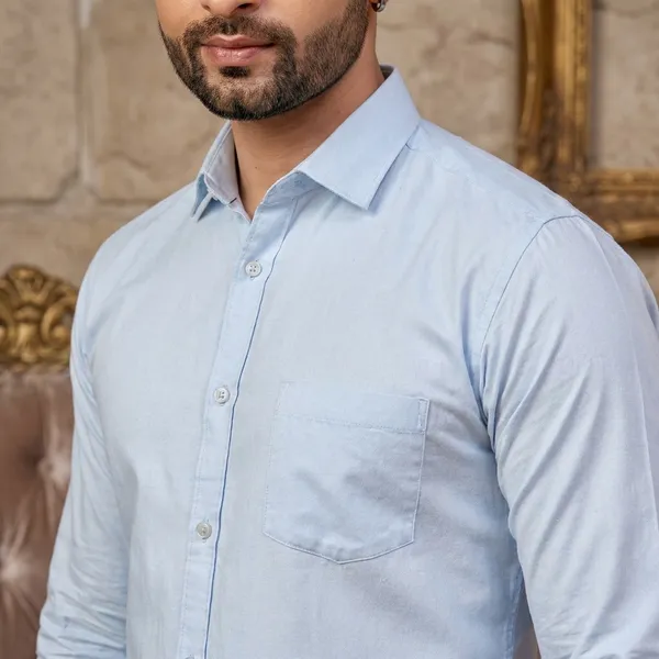 Premium_&_Soft_Light_Blue_Cotton_Solid_Semi_Formal_Shirt_For_Men