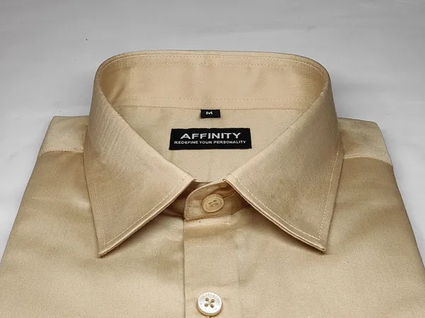 Premium_&_Soft_Beige_Cotton_Satin_Semi_Formal_Shirt_For_Men