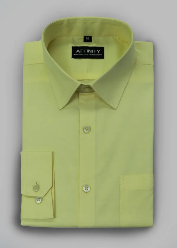 Premium_&_Soft_Lime_Yellow_Cotton_Semi_Formal_Shirt_For_Men