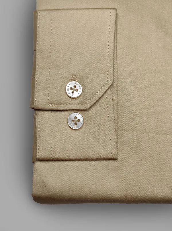 Premium_&_Soft_Beige_Cotton_Satin_Semi_Formal_Shirt_For_Men