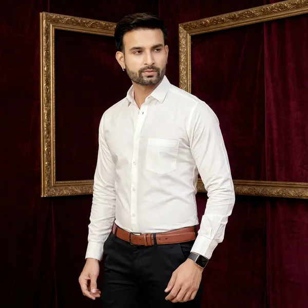 Premium_&_Soft_White_Cotton_Solid_Semi_Formal_Shirt_For_Men
