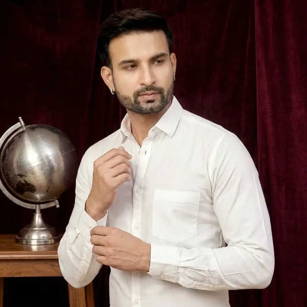 Premium_&_Soft_White_Cotton_Solid_Semi_Formal_Shirt_For_Men