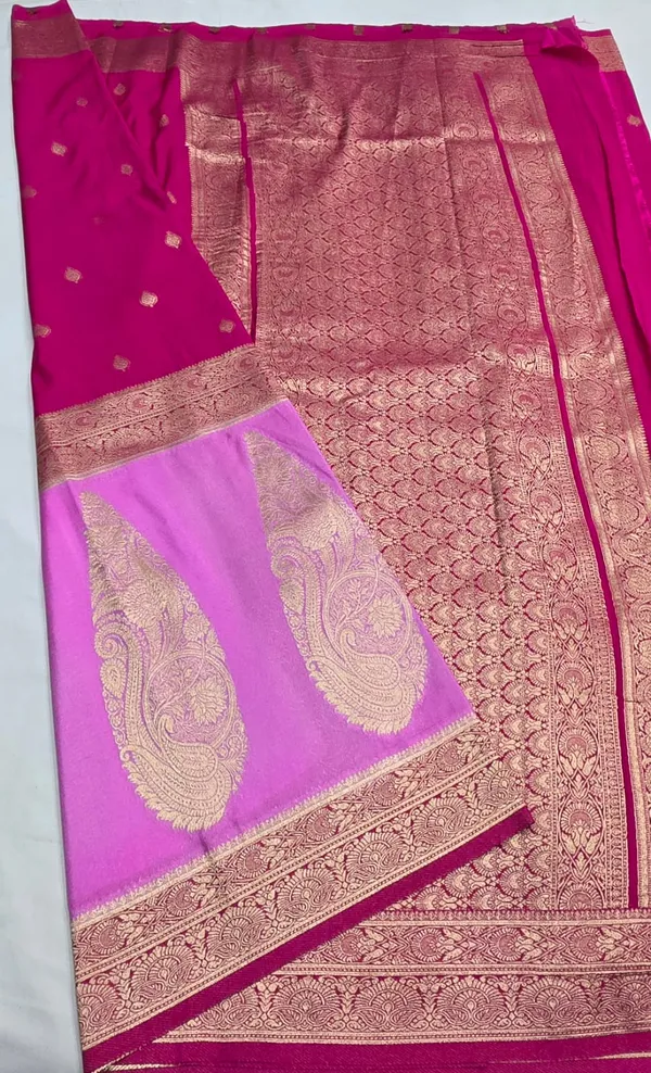 crimson_with_Baby_pink__Banarasi_borcked_Khadi_Georget__Saree_with_rain_drop_weave