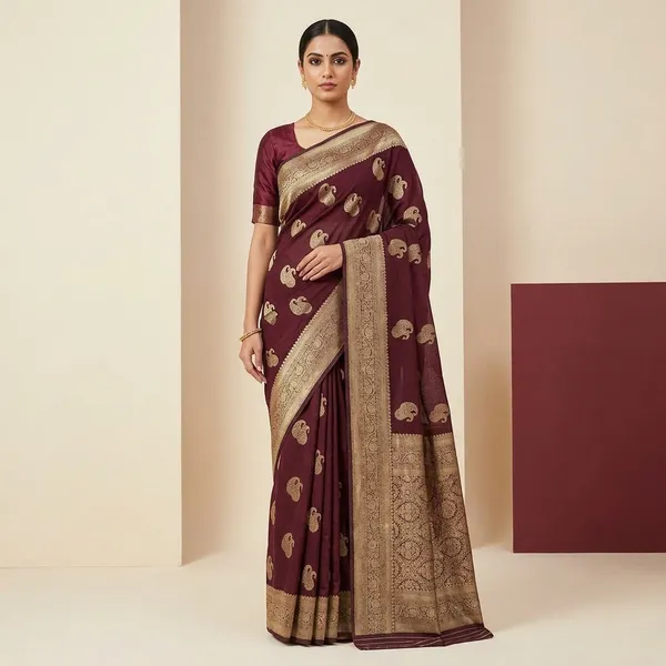 Maroon_Khadi_Georgette_Premium_Saree_For_Women