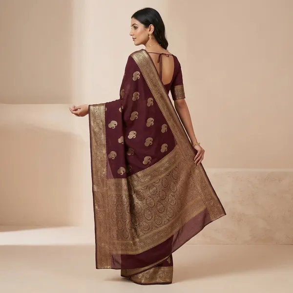 Maroon_Khadi_Georgette_Premium_Saree_For_Women