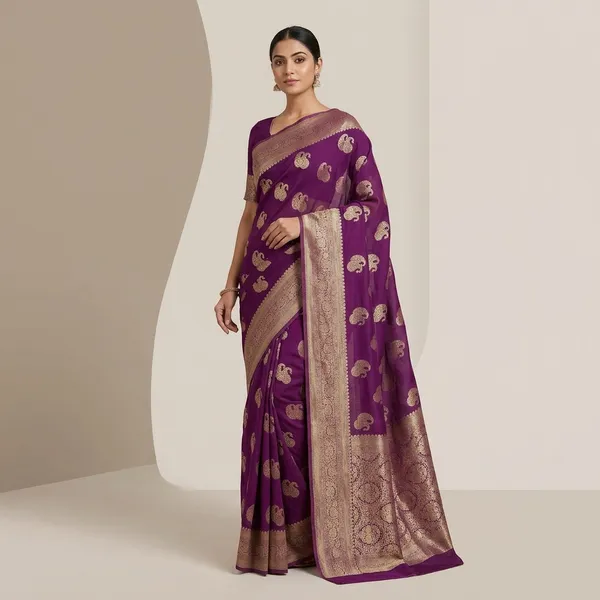 Purple_Khadi_Georgette_Premium_Saree_For_Women