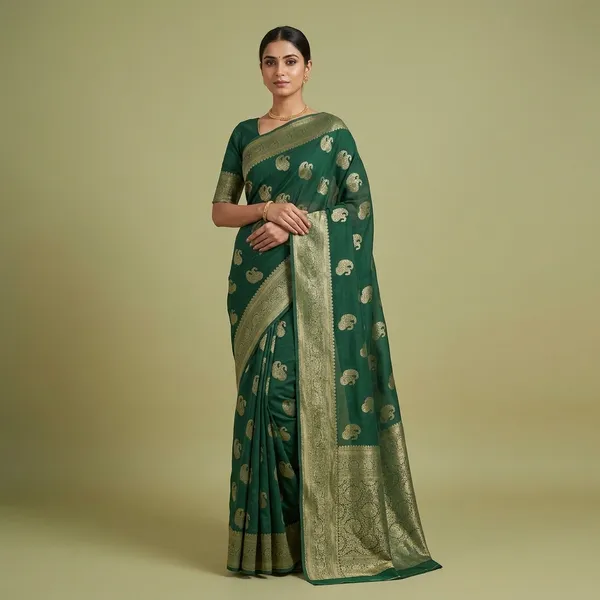 Green_Khadi_Georgette_Premium_Saree_For_Women
