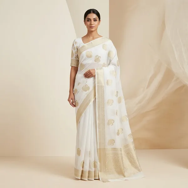 White_Khadi_Georgette_Premium_Saree_For_Women