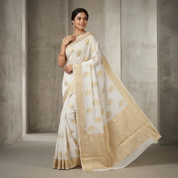 White_Khadi_Georgette_Premium_Saree_For_Women