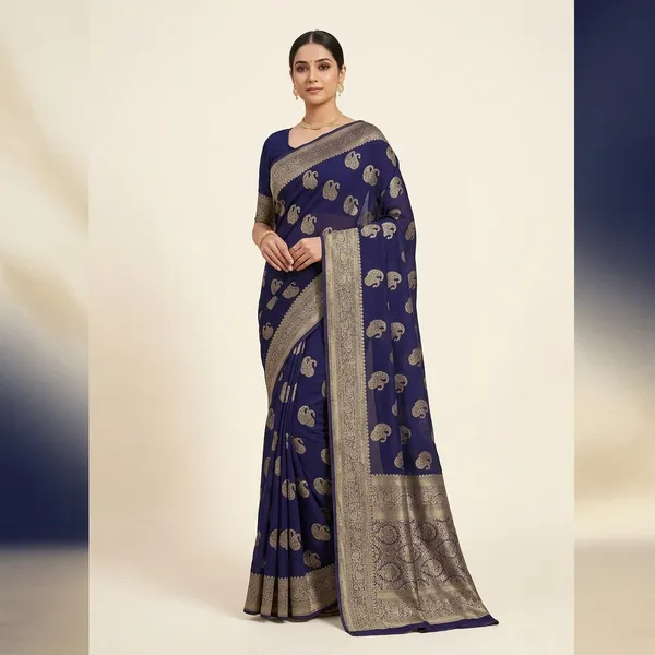 Dark_Navy_Blue_Khadi_Georgette_Premium_Saree_For_Women