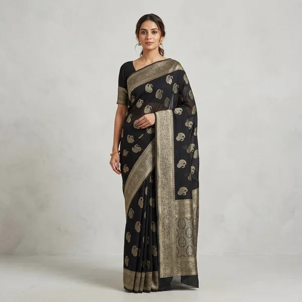 Black_Khadi_Georgette_Premium_Saree_For_Women