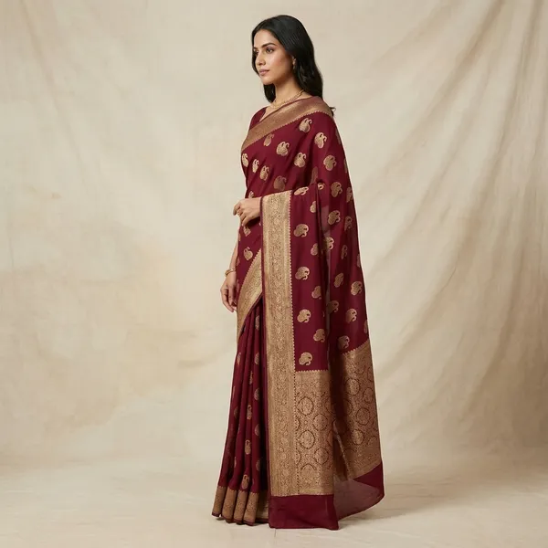 Maroon_Khadi_Georgette_Premium_Saree_For_Women