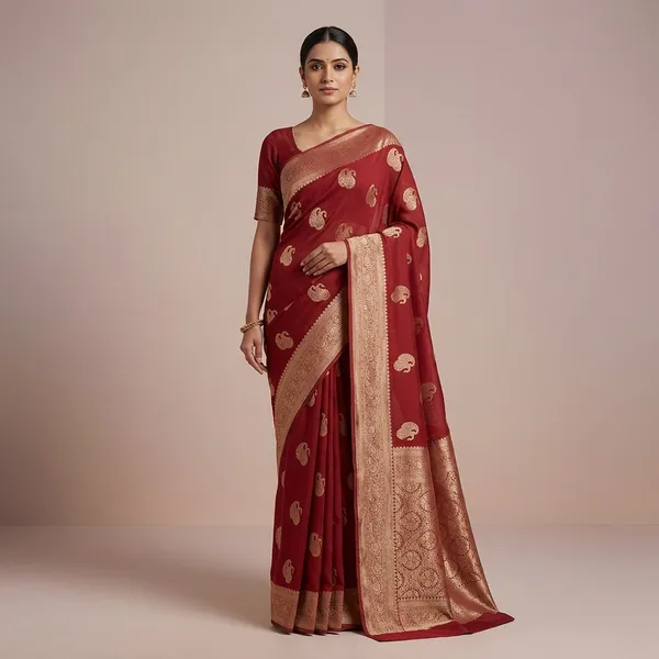 Maroon_Khadi_Georgette_Premium_Saree_For_Women