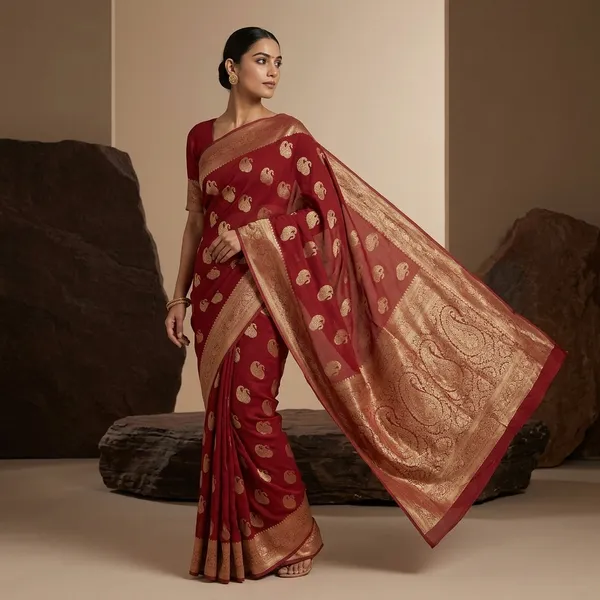 Maroon_Khadi_Georgette_Premium_Saree_For_Women