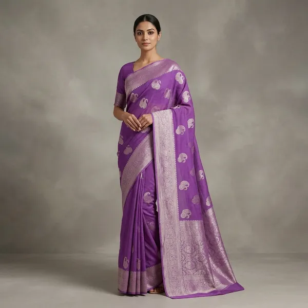 Purple_Khadi_Georgette_Premium_Saree_For_Women