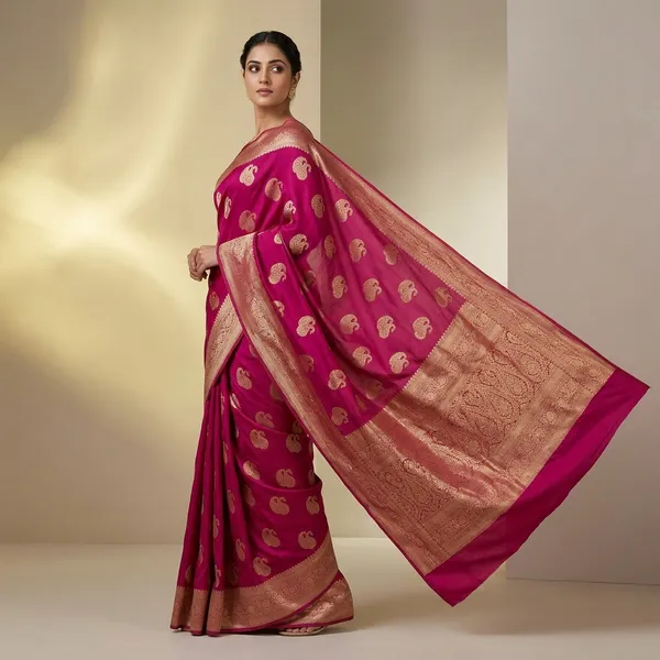 Magenta_Khadi_Georgette_Premium_Saree_For_Women