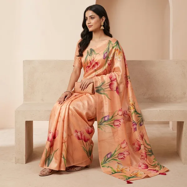 Peach_Shimmer_Tissue_Premium_Saree_For_Women